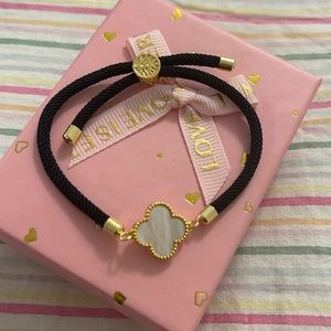 Clover Cord Bracelet Adjustable Real 18K gold